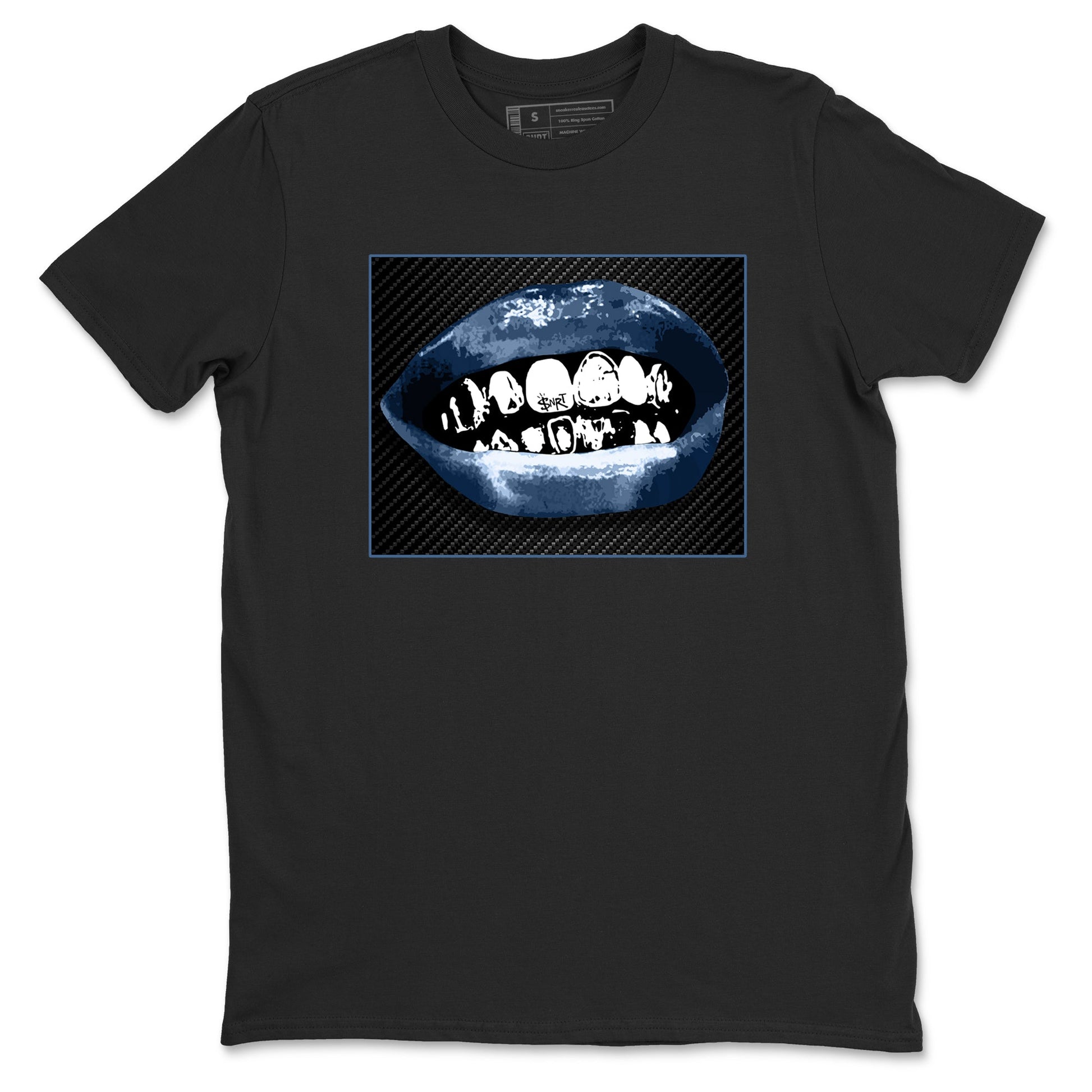 Sneaker Threads – Sneaker Tees To Match Air Foamposite One Carbon Fiber – Grillz Lips Graphic Tee Black 2. Perfect for Jordan releases 2025 colorways.