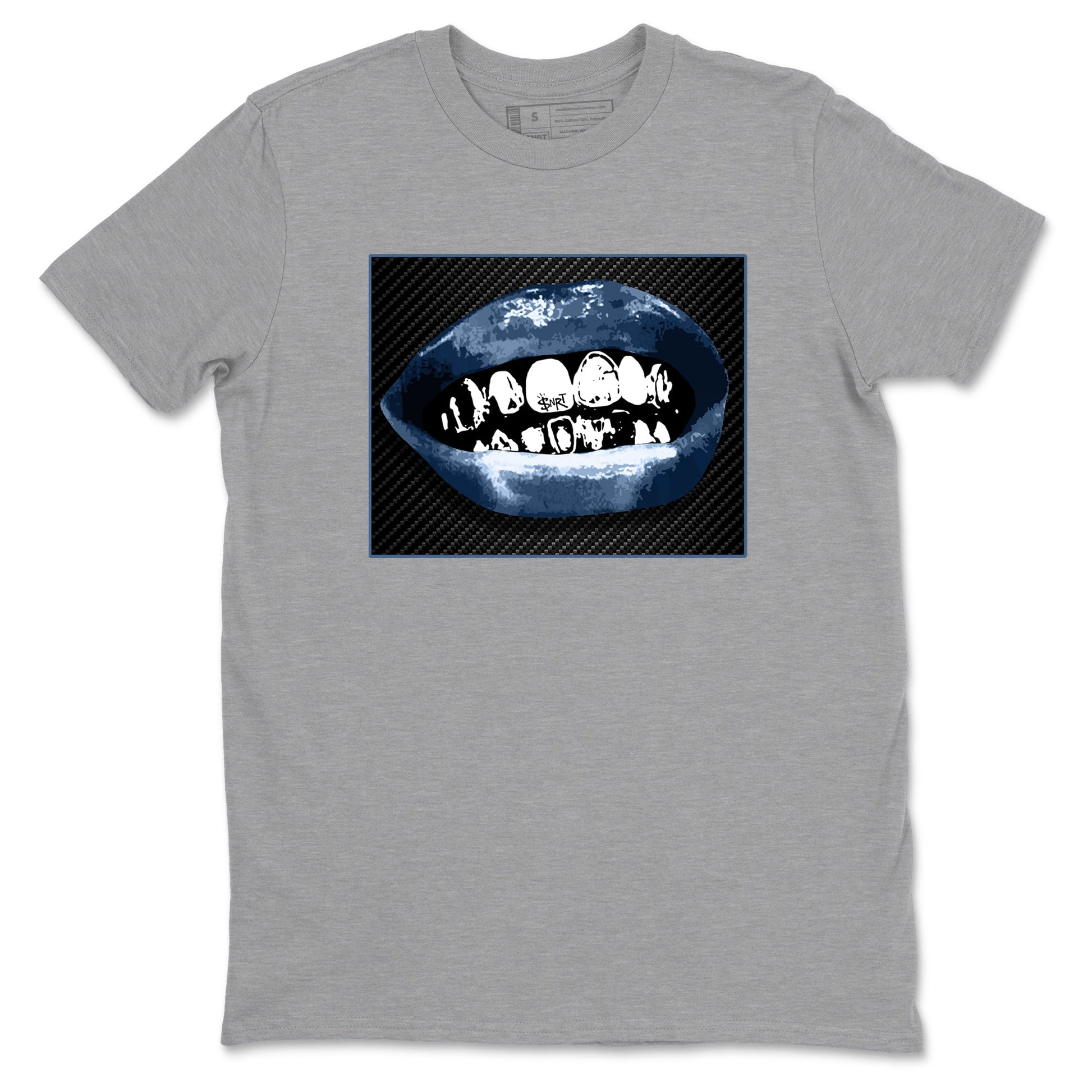 Sneaker Threads – Sneaker Tees To Match Air Foamposite One Carbon Fiber – Grillz Lips Graphic Tee Heather Grey 2. Perfect for Jordan releases 2025 colorways.