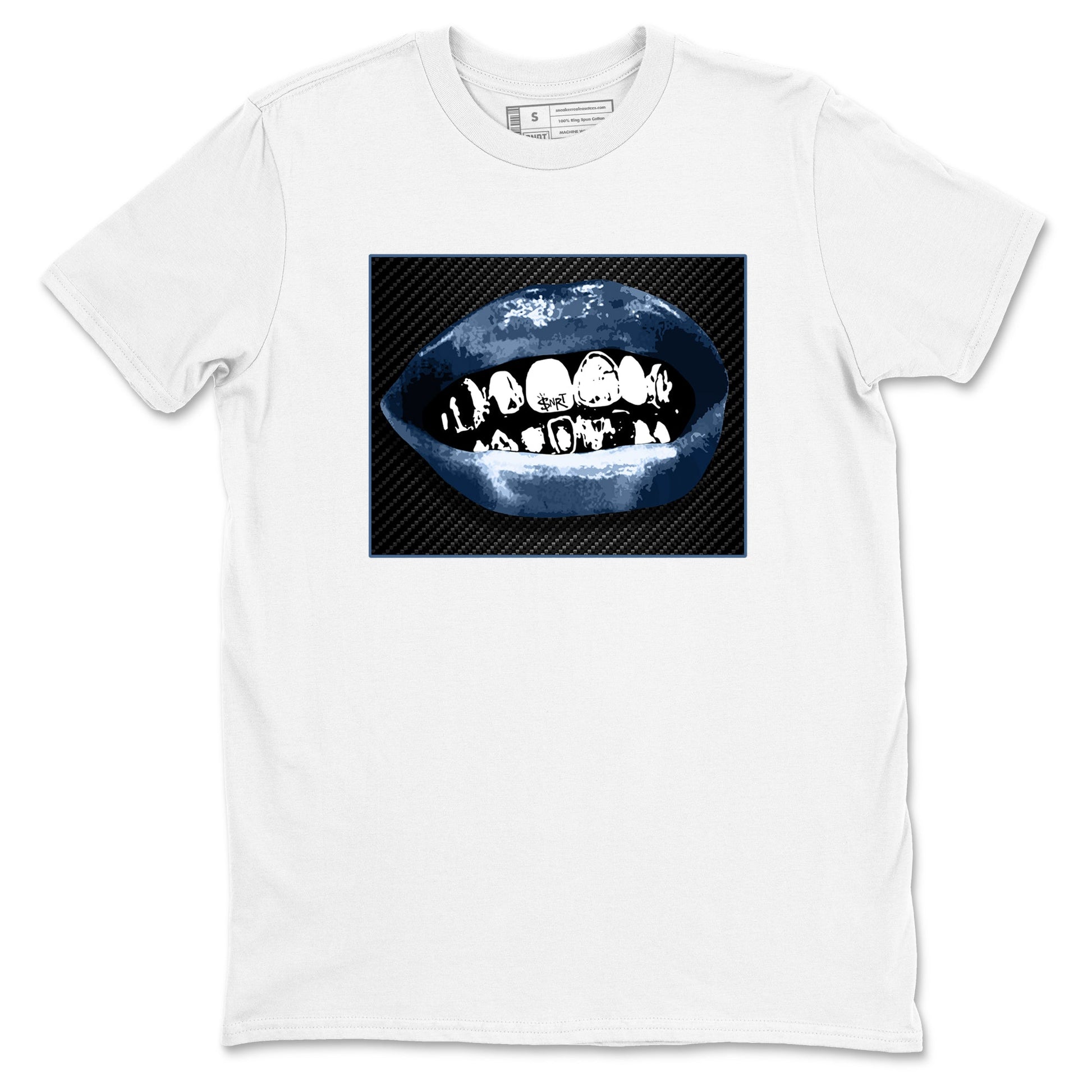 Sneaker Threads – Sneaker Tees To Match Air Foamposite One Carbon Fiber – Grillz Lips Graphic Tee White 2. Perfect for Jordan releases 2025 colorways.