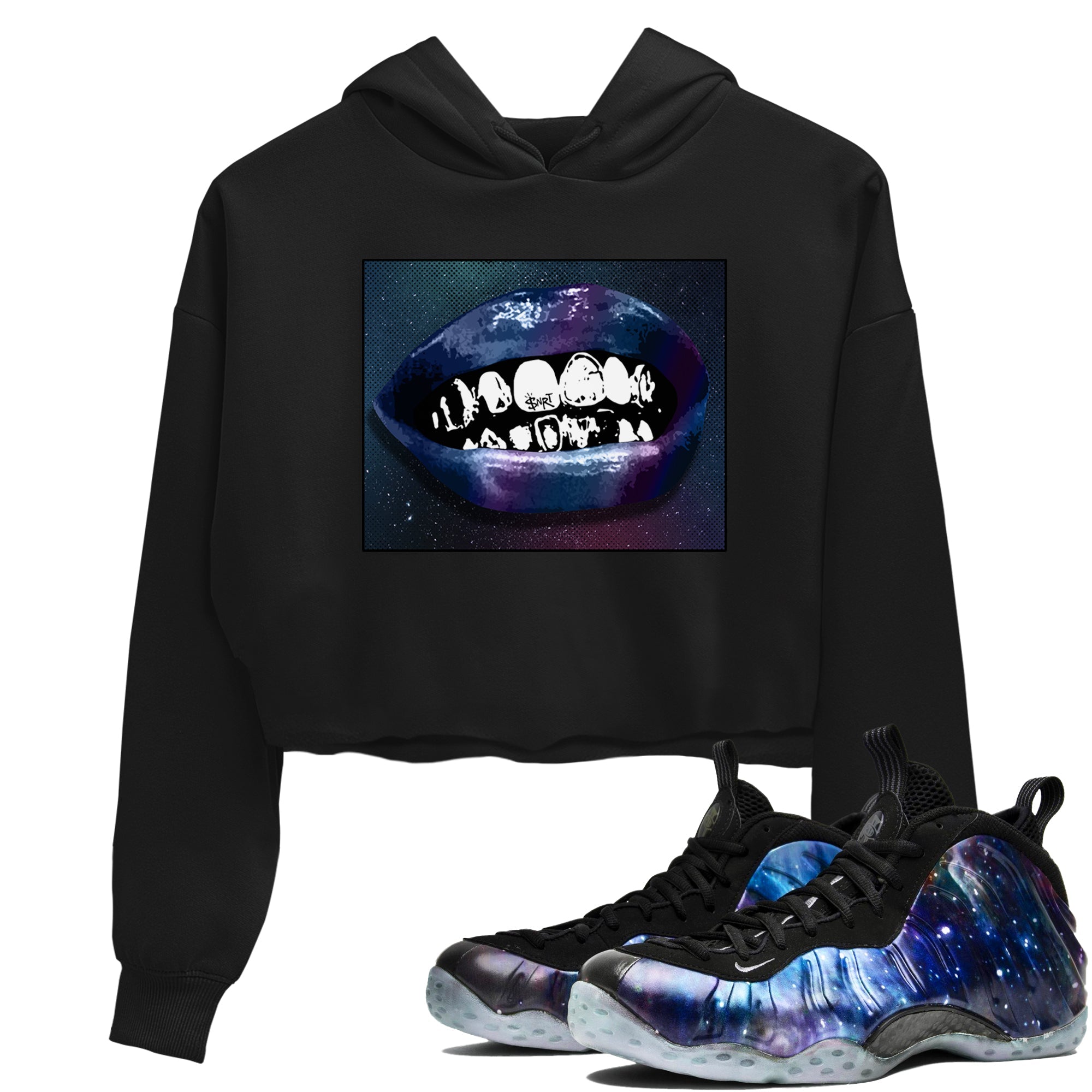 Air Foamposite One Galaxy Shirts To Match Jordans Grillz Lips Sneaker Shirts Air Foamposite 1 Galaxy SNRT Sneaker Release Tees Unisex Cotton Crew Neck Black 1 Crop Shirts