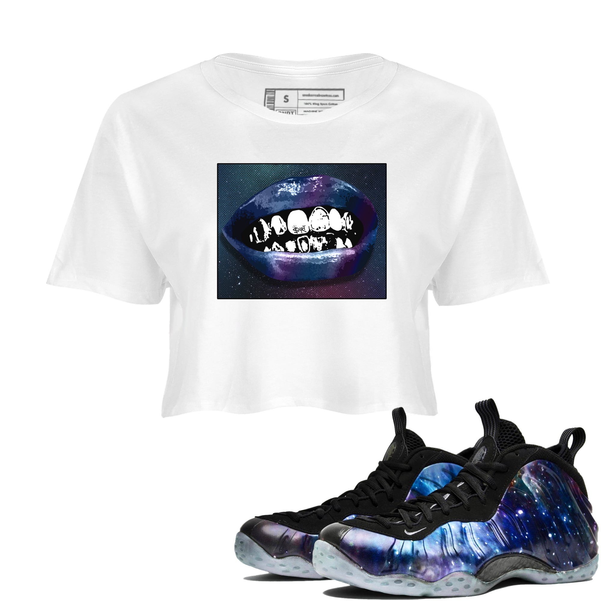 Air Foamposite One Galaxy Shirts To Match Jordans Grillz Lips Sneaker Shirts Air Foamposite 1 Galaxy SNRT Sneaker Release Tees Unisex Cotton Crew Neck White 1 Crop Shirts