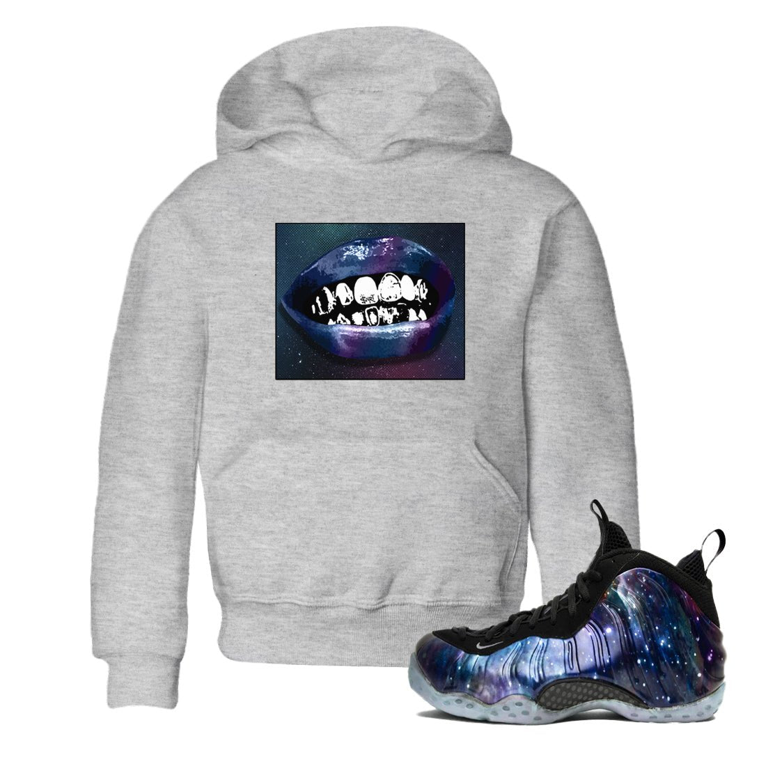 Air Foamposite One Galaxy Shirts To Match Jordans Grillz Lips Sneaker Shirts Air Foamposite 1 Galaxy SNRT Sneaker Release Tees Baby Youth Toddler Heather Grey 1 crew neck shirts