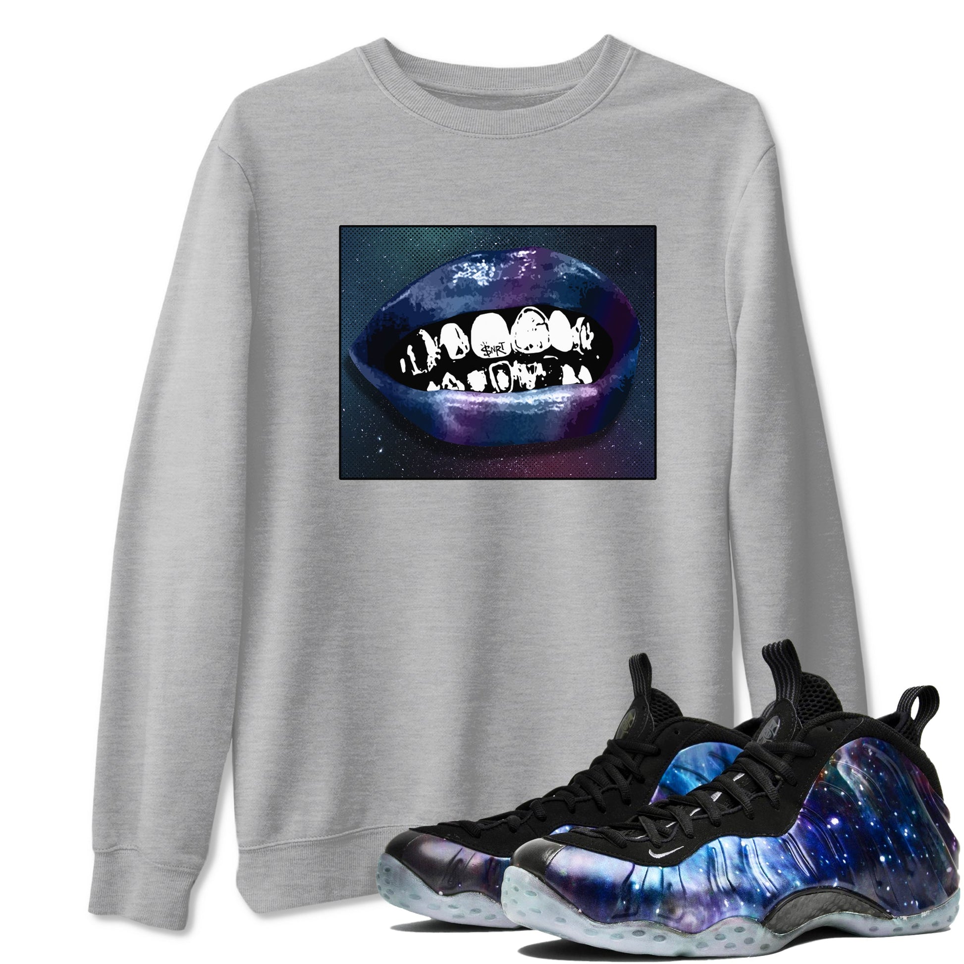 Air Foamposite One Galaxy Shirts To Match Jordans Grillz Lips Sneaker Shirts Air Foamposite 1 Galaxy SNRT Sneaker Release Tees Unisex Cotton Crew Neck Heather Grey 1 crew neck shirts