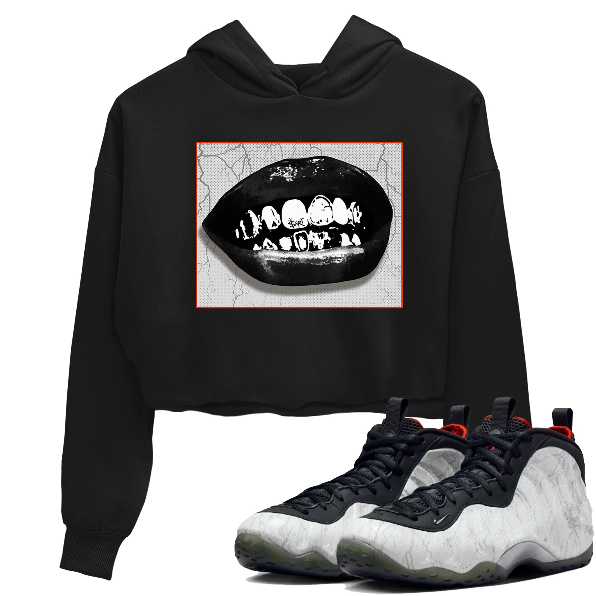 Foams One Jin shirts to match jordans Grillz Lips sneaker match tees Air Foamposite One Jin match shoes to clothes SNRT Sneaker Tees unisex cotton Black 1 crop tee