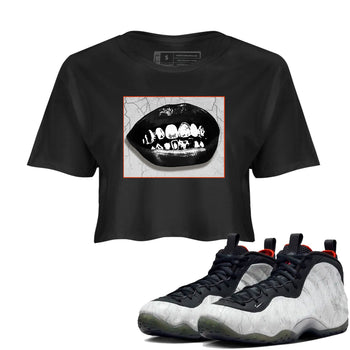 Foams One Jin shirts to match jordans Grillz Lips sneaker match tees Air Foamposite One Jin match shoes to clothes SNRT Sneaker Tees unisex cotton Black 1 crop tee