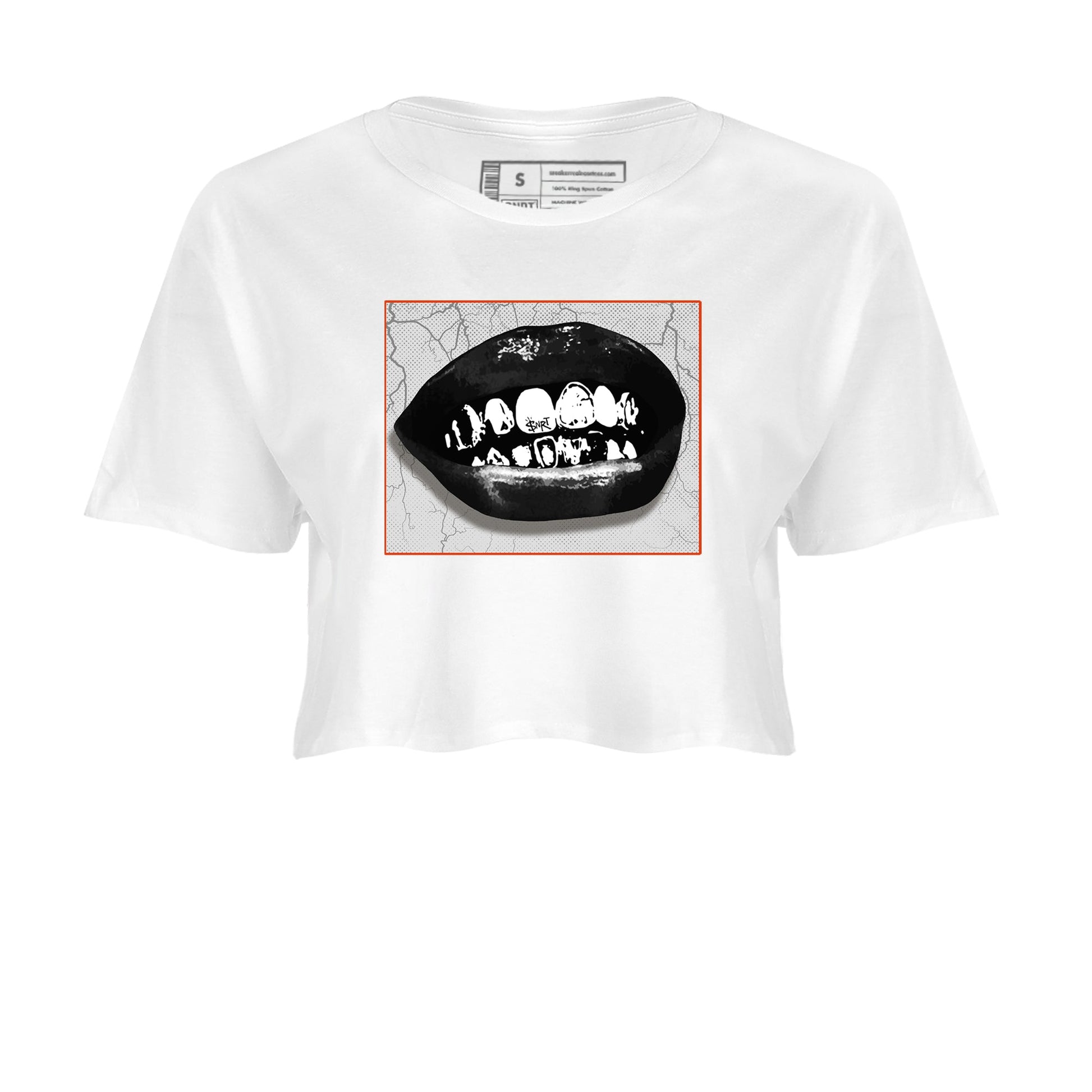 Foams One Jin shirts to match jordans Grillz Lips sneaker match tees Air Foamposite One Jin match shoes to clothes SNRT Sneaker Tees unisex cotton White 2 crop tee