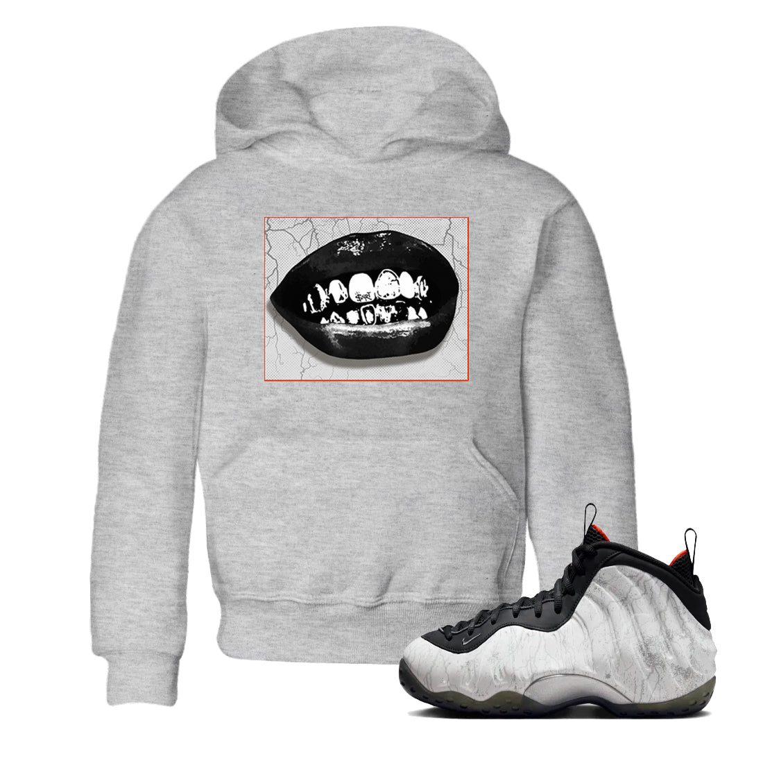 Foams One Jin shirts to match jordans Grillz Lips sneaker match tees Air Foamposite One Jin match shoes to clothes SNRT Sneaker Tees Youth Baby Heather Grey 1 tee