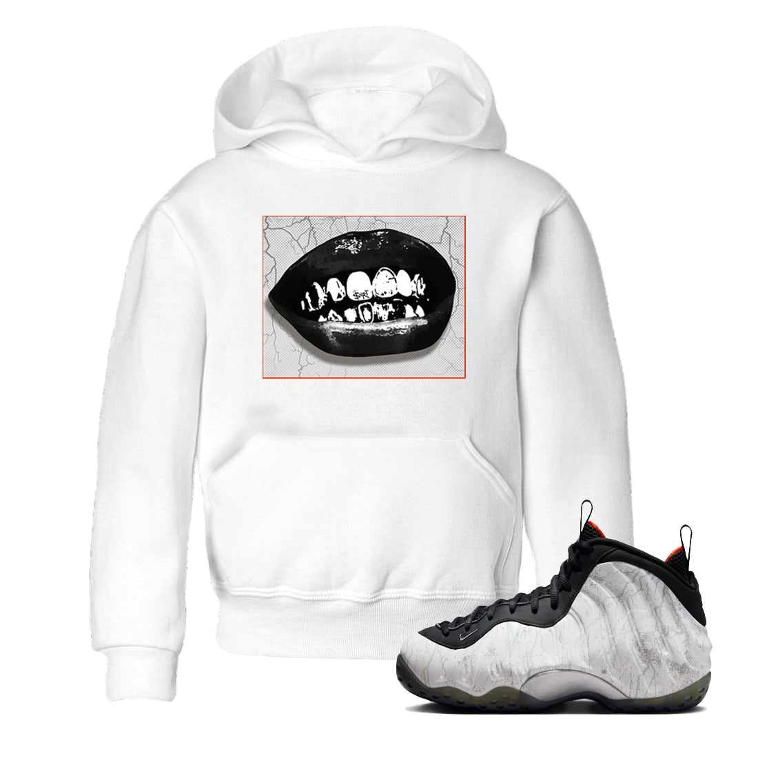 Foams One Jin shirts to match jordans Grillz Lips sneaker match tees Air Foamposite One Jin match shoes to clothes SNRT Sneaker Tees Youth Baby White 1 tee