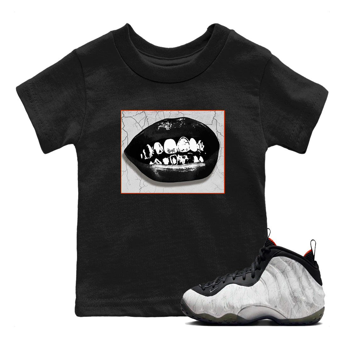 Foams One Jin shirts to match jordans Grillz Lips sneaker match tees Air Foamposite One Jin match shoes to clothes SNRT Sneaker Tees Youth Baby Black 1 tee