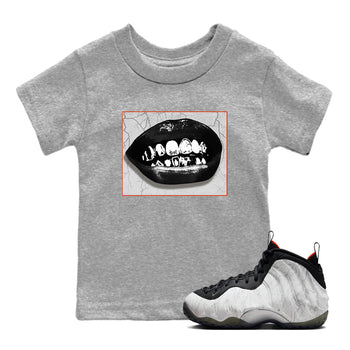 Foams One Jin shirts to match jordans Grillz Lips sneaker match tees Air Foamposite One Jin match shoes to clothes SNRT Sneaker Tees Youth Baby Heather Grey 1 tee
