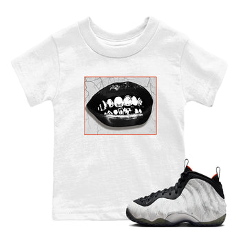 Foams One Jin shirts to match jordans Grillz Lips sneaker match tees Air Foamposite One Jin match shoes to clothes SNRT Sneaker Tees Youth Baby White 1 tee