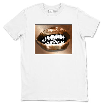 Foams One Metallic Copper shirts to match jordans Grillz Lips sneaker match tees Air Foamposite One Metallic Copper match shoes to clothes SNRT Sneaker Tees unisex cotton White 2 shirts