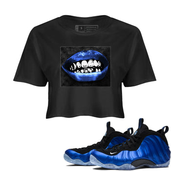 Air Foamposite One Royal shirts to match jordans Grillz Lips sneaker match tees Air Foamposite One Royal SNRT Sneaker Release Tees unisex cotton Black 1 Crop Shirts