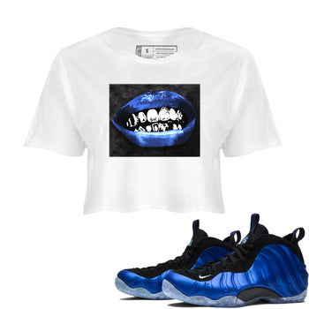 Air Foamposite One Royal shirts to match jordans Grillz Lips sneaker match tees Air Foamposite One Royal SNRT Sneaker Release Tees unisex cotton White 1 Crop Shirts