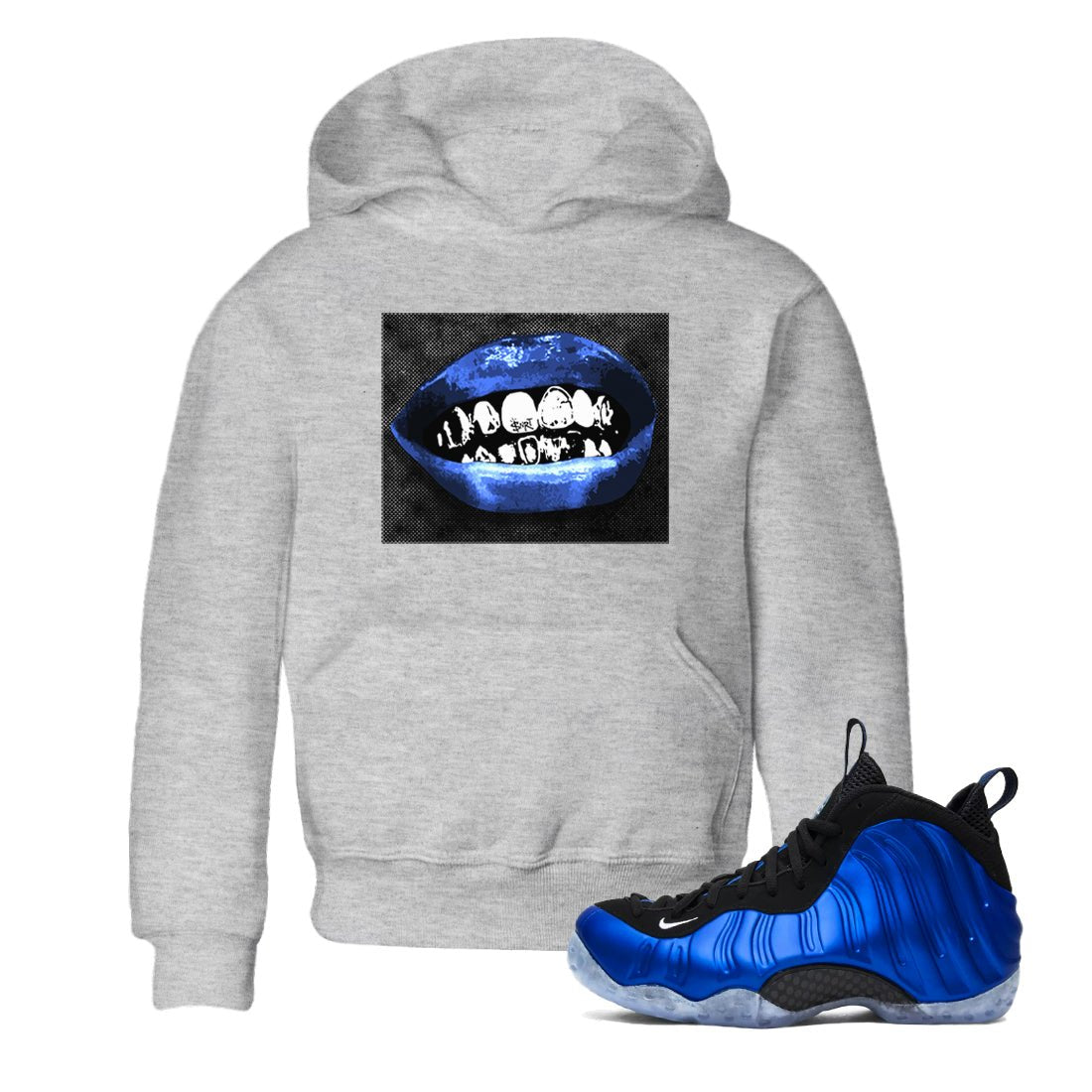 Air Foamposite One Royal shirts to match jordans Grillz Lips sneaker match tees Air Foamposite One Royal SNRT Sneaker Release Tees Youth Baby Heather Grey 1 crew neck shirts