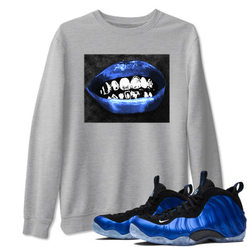 Air Foamposite One Royal shirts to match jordans Grillz Lips sneaker match tees Air Foamposite One Royal SNRT Sneaker Release Tees unisex cotton Heather Grey 1 crew neck shirts