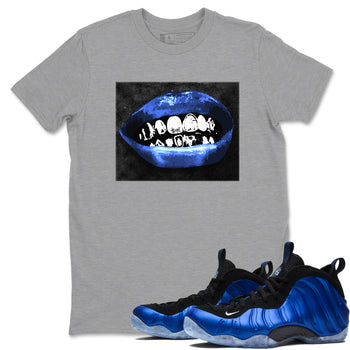 Air Foamposite One Royal shirts to match jordans Grillz Lips sneaker match tees Air Foamposite One Royal SNRT Sneaker Release Tees unisex cotton Heather Grey 1 crew neck shirts