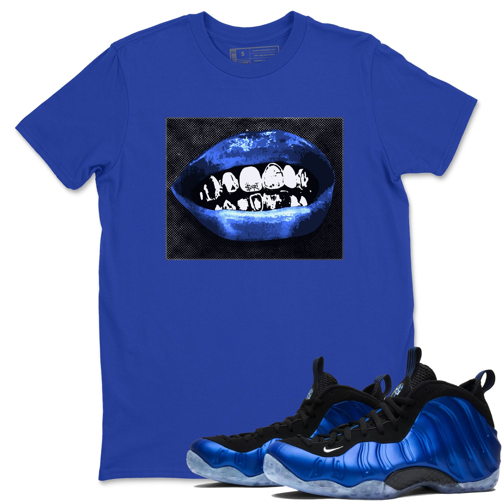 Air Foamposite One Royal shirts to match jordans Grillz Lips sneaker match tees Air Foamposite One Royal SNRT Sneaker Release Tees unisex cotton Royal Blue 1 crew neck shirts