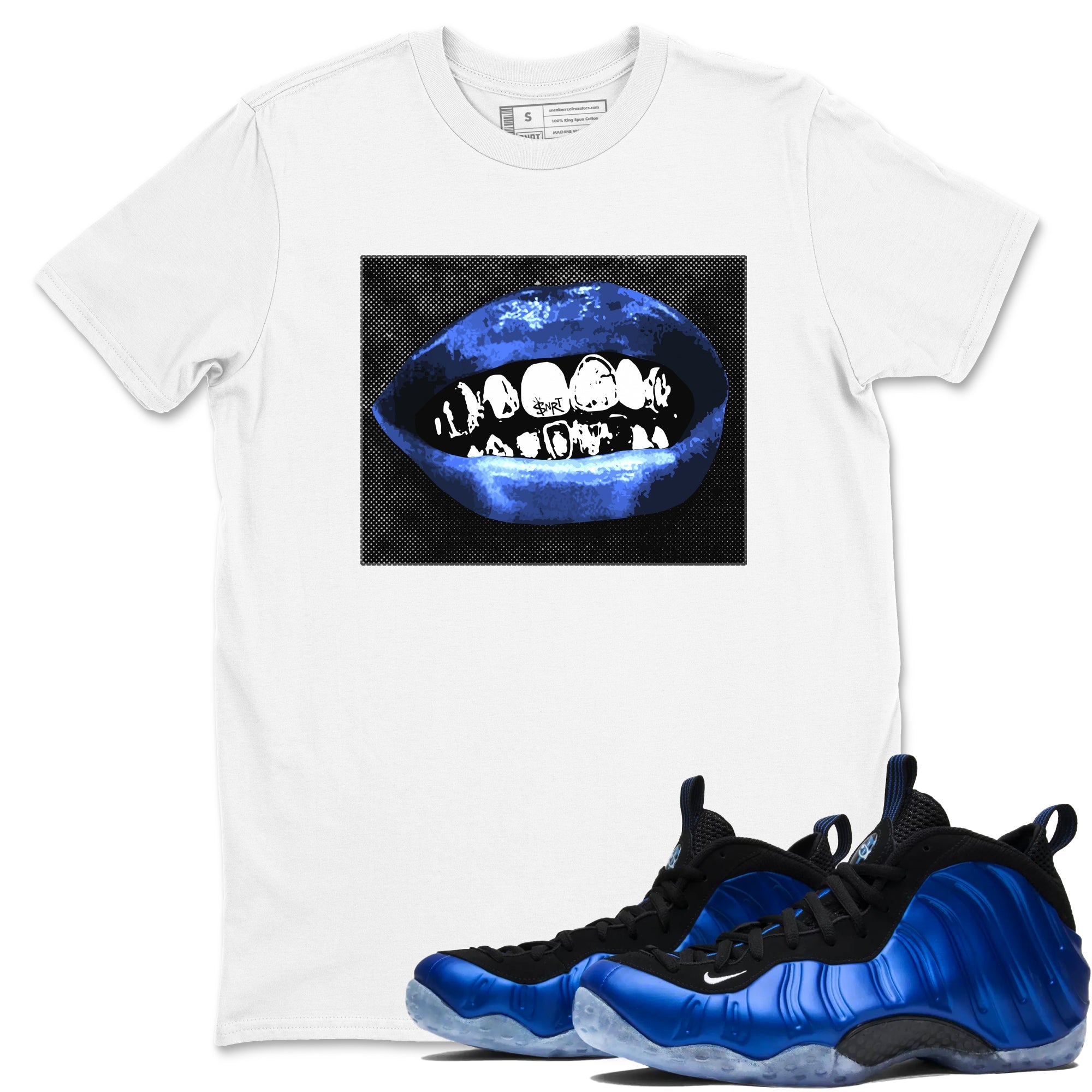 Air Foamposite One Royal shirts to match jordans Grillz Lips sneaker match tees Air Foamposite One Royal SNRT Sneaker Release Tees unisex cotton White 1 crew neck shirts