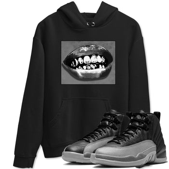 12s Black Wolf Grey shirts to match jordans Grillz Lips sneaker match tees Air Jordan 12 Barons SNRT Sneaker Release Tees unisex cotton Black 1 crew neck shirts