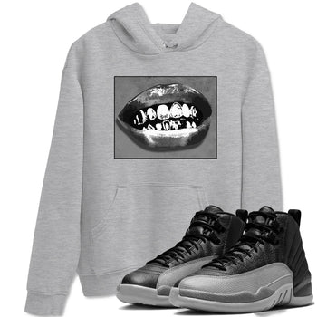 12s Black Wolf Grey shirts to match jordans Grillz Lips sneaker match tees Air Jordan 12 Barons SNRT Sneaker Release Tees unisex cotton Heather Grey 1 crew neck shirts
