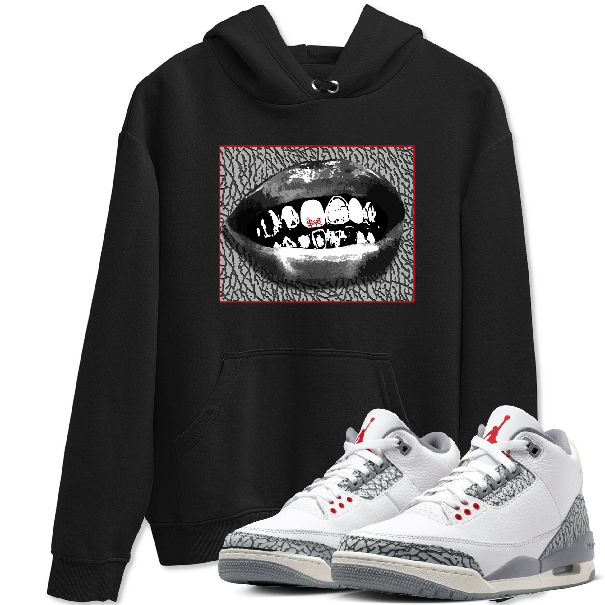 3s Cement Grey shirts to match jordans Grillz Lips sneaker match tees Air Jordan 3 Cement Grey SNRT Sneaker Release Tees unisex cotton Black 1 crew neck shirts