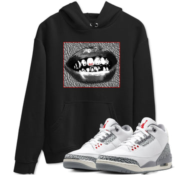 3s Cement Grey shirts to match jordans Grillz Lips sneaker match tees Air Jordan 3 Cement Grey SNRT Sneaker Release Tees unisex cotton Black 1 crew neck shirts