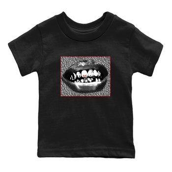 3s Cement Grey shirts to match jordans Grillz Lips sneaker match tees Air Jordan 3 Cement Grey SNRT Sneaker Release Tees Youth Baby Black 2 crew neck shirts