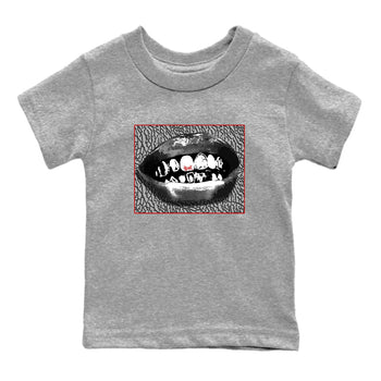 3s Cement Grey shirts to match jordans Grillz Lips sneaker match tees Air Jordan 3 Cement Grey SNRT Sneaker Release Tees Youth Baby Heather Grey 2 crew neck shirts