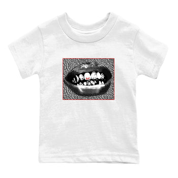 3s Cement Grey shirts to match jordans Grillz Lips sneaker match tees Air Jordan 3 Cement Grey SNRT Sneaker Release Tees Youth Baby White 2 crew neck shirts