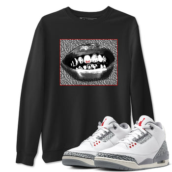 3s Cement Grey shirts to match jordans Grillz Lips sneaker match tees Air Jordan 3 Cement Grey SNRT Sneaker Release Tees unisex cotton Black 1 crew neck shirts
