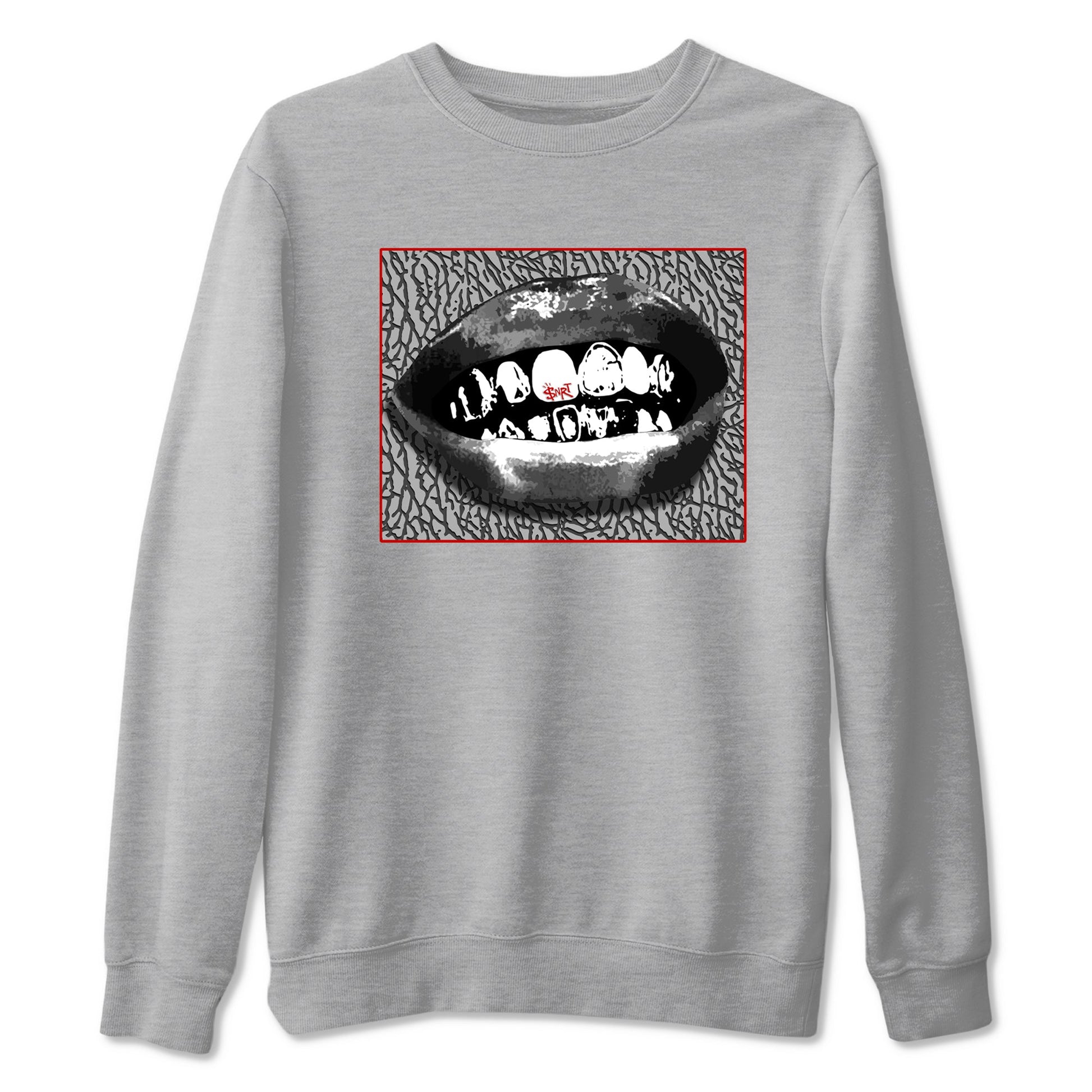 3s Cement Grey shirts to match jordans Grillz Lips sneaker match tees Air Jordan 3 Cement Grey SNRT Sneaker Release Tees unisex cotton Heather Grey 2 crew neck shirts