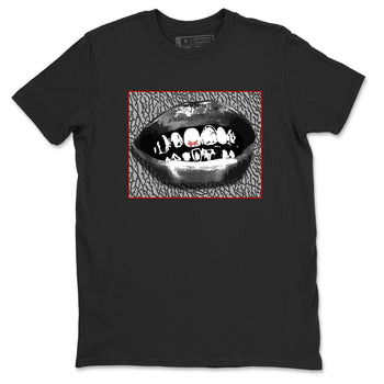 3s Cement Grey shirts to match jordans Grillz Lips sneaker match tees Air Jordan 3 Cement Grey SNRT Sneaker Release Tees unisex cotton Black 2 crew neck shirts