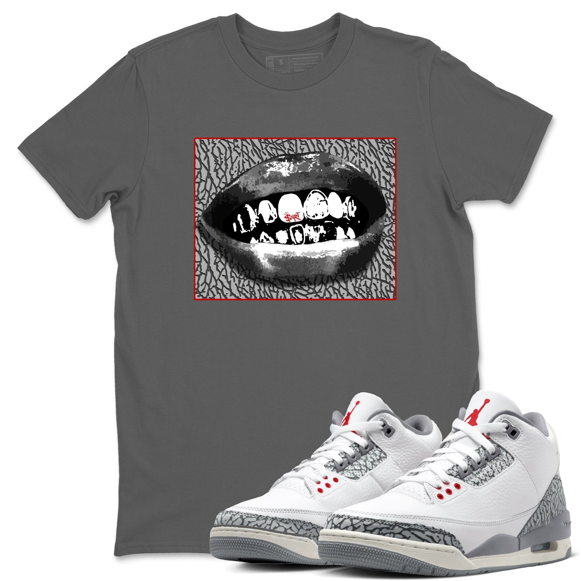 3s Cement Grey shirts to match jordans Grillz Lips sneaker match tees Air Jordan 3 Cement Grey SNRT Sneaker Release Tees unisex cotton Cool Grey 1 crew neck shirts