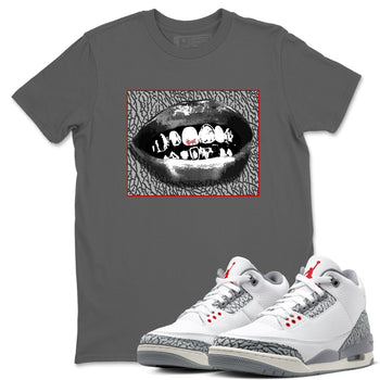 3s Cement Grey shirts to match jordans Grillz Lips sneaker match tees Air Jordan 3 Cement Grey SNRT Sneaker Release Tees unisex cotton Cool Grey 1 crew neck shirts