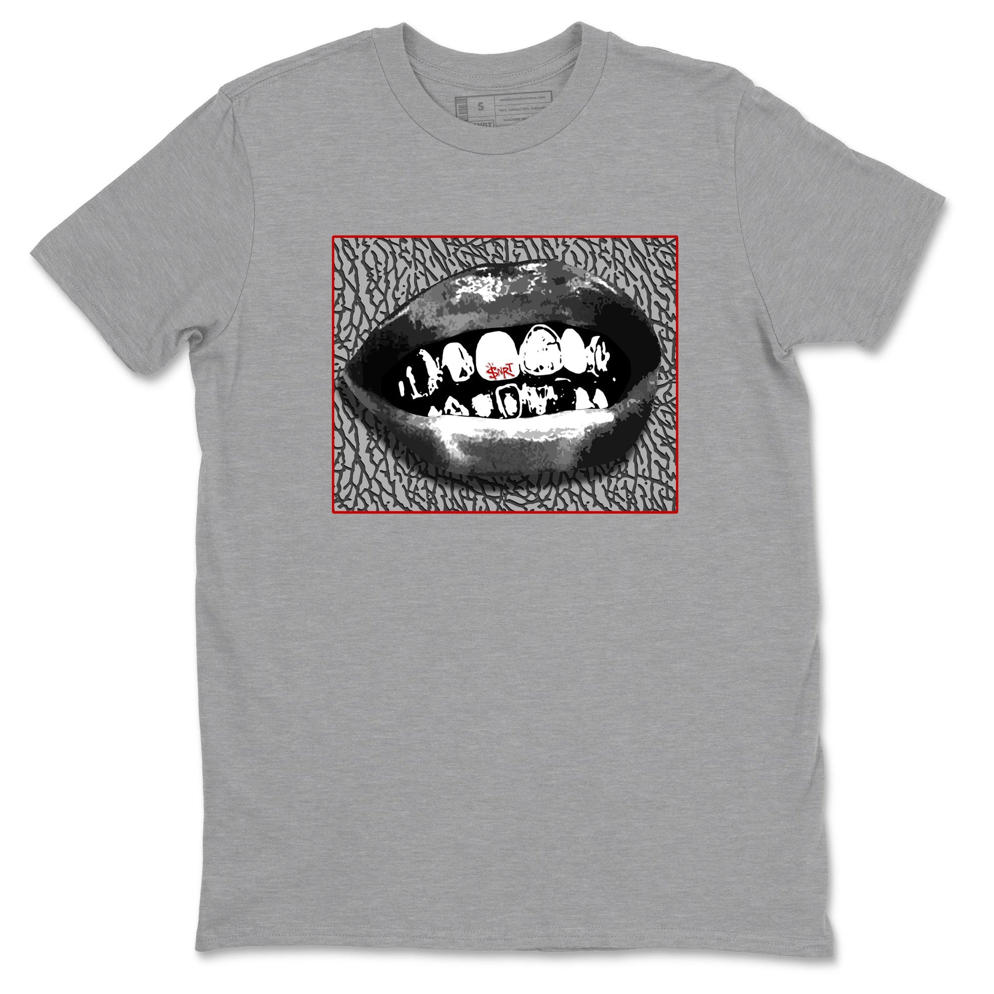 3s Cement Grey shirts to match jordans Grillz Lips sneaker match tees Air Jordan 3 Cement Grey SNRT Sneaker Release Tees unisex cotton Heather Grey 2 crew neck shirts