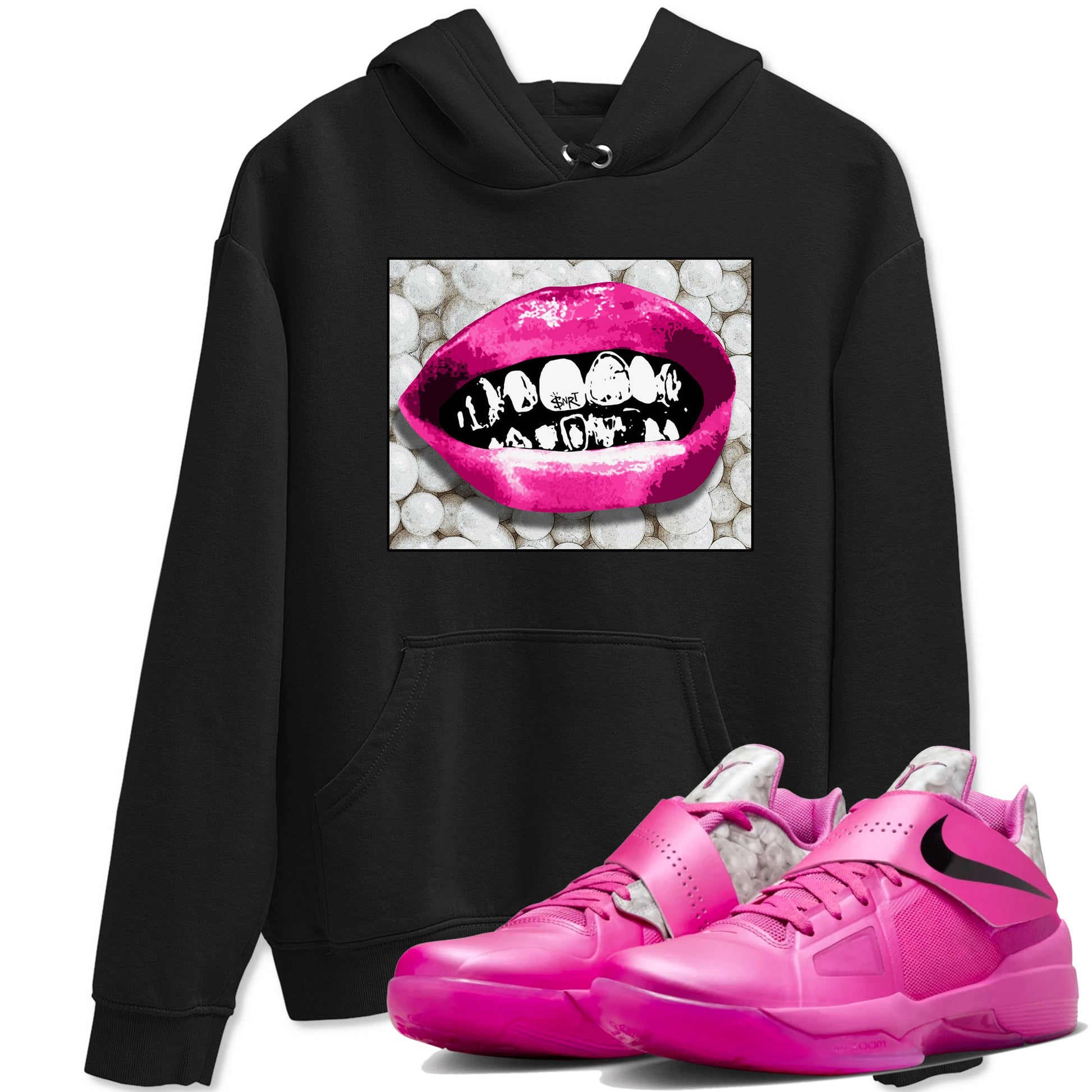 Nike KD 4 Retro Aunt Pearl shirts to match jordans Grillz Lips sneaker match tees Nike KD 4 Aunt Pearl match shoes to clothes SNRT Sneaker Tees unisex cotton Black 1 shirts