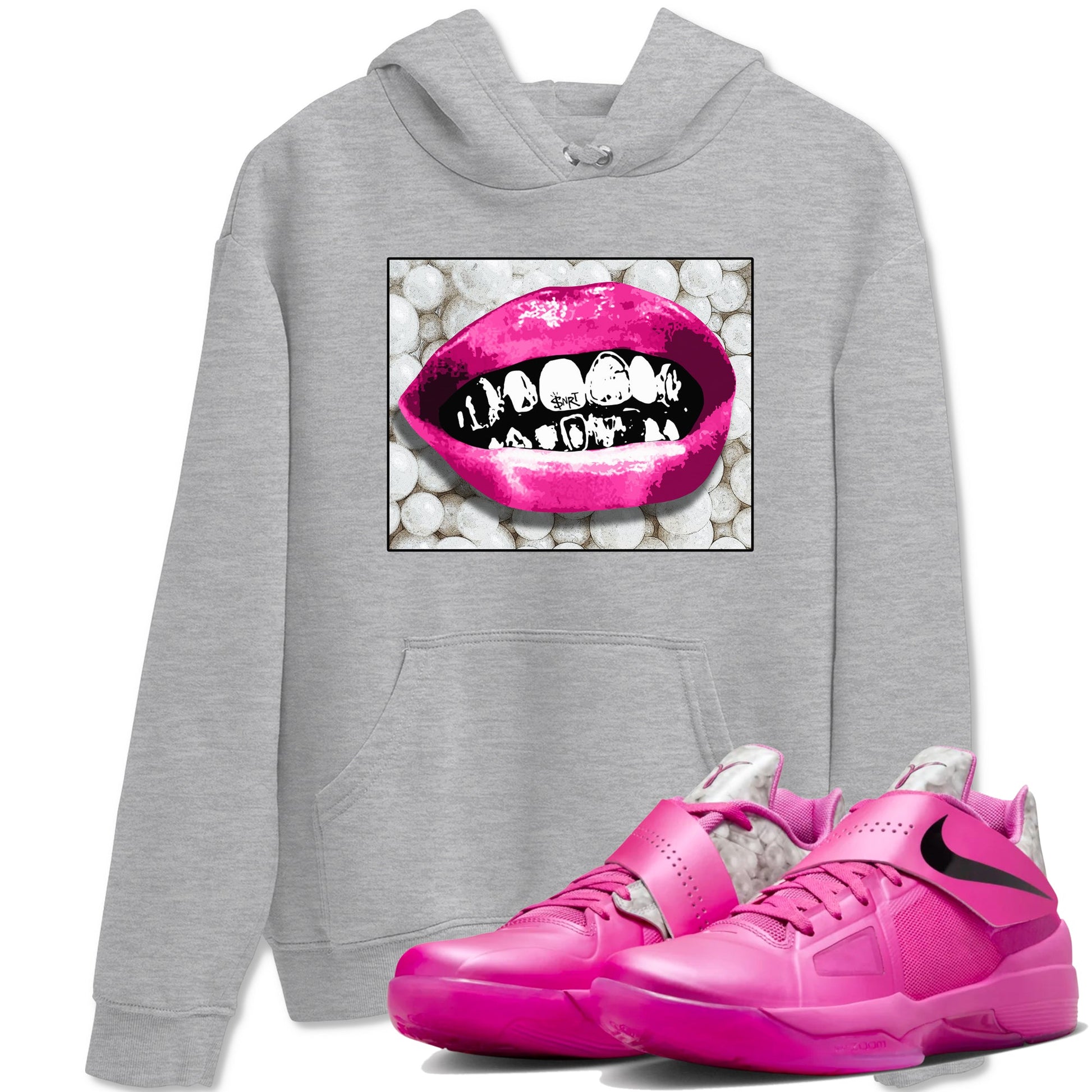 Nike KD 4 Retro Aunt Pearl shirts to match jordans Grillz Lips sneaker match tees Nike KD 4 Aunt Pearl match shoes to clothes SNRT Sneaker Tees unisex cotton Heather Grey 1 shirts