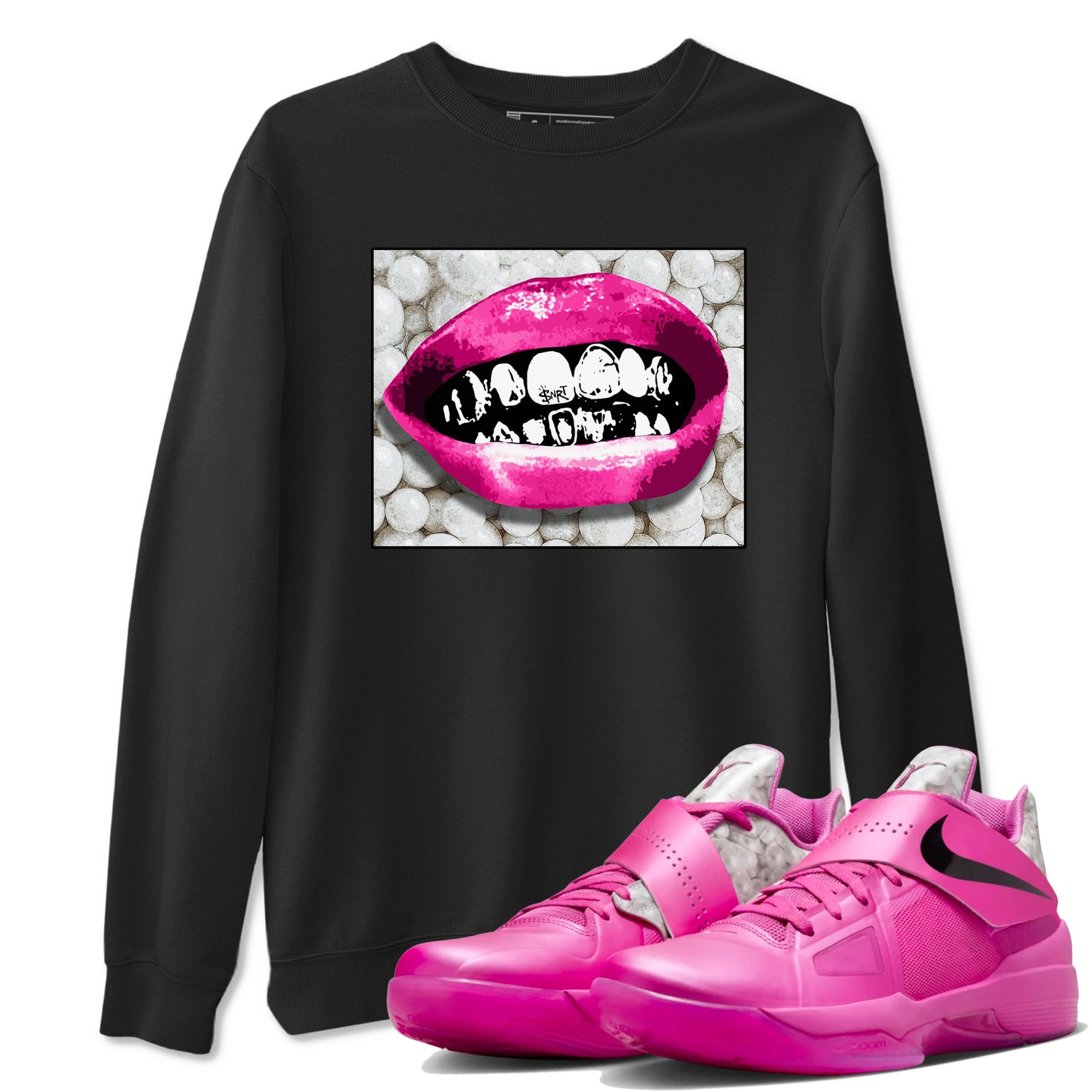 Nike KD 4 Retro Aunt Pearl shirts to match jordans Grillz Lips sneaker match tees Nike KD 4 Aunt Pearl match shoes to clothes SNRT Sneaker Tees unisex cotton Black 1 shirts