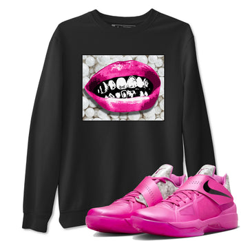 Nike KD 4 Retro Aunt Pearl shirts to match jordans Grillz Lips sneaker match tees Nike KD 4 Aunt Pearl match shoes to clothes SNRT Sneaker Tees unisex cotton Black 1 shirts