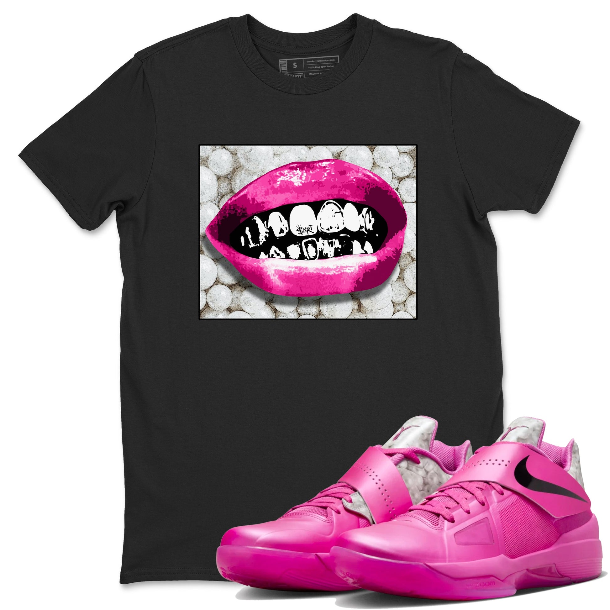 Nike KD 4 Retro Aunt Pearl shirts to match jordans Grillz Lips sneaker match tees Nike KD 4 Aunt Pearl match shoes to clothes SNRT Sneaker Tees unisex cotton Black 1 shirts