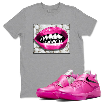 Nike KD 4 Retro Aunt Pearl shirts to match jordans Grillz Lips sneaker match tees Nike KD 4 Aunt Pearl match shoes to clothes SNRT Sneaker Tees unisex cotton Heather Grey 1 shirts