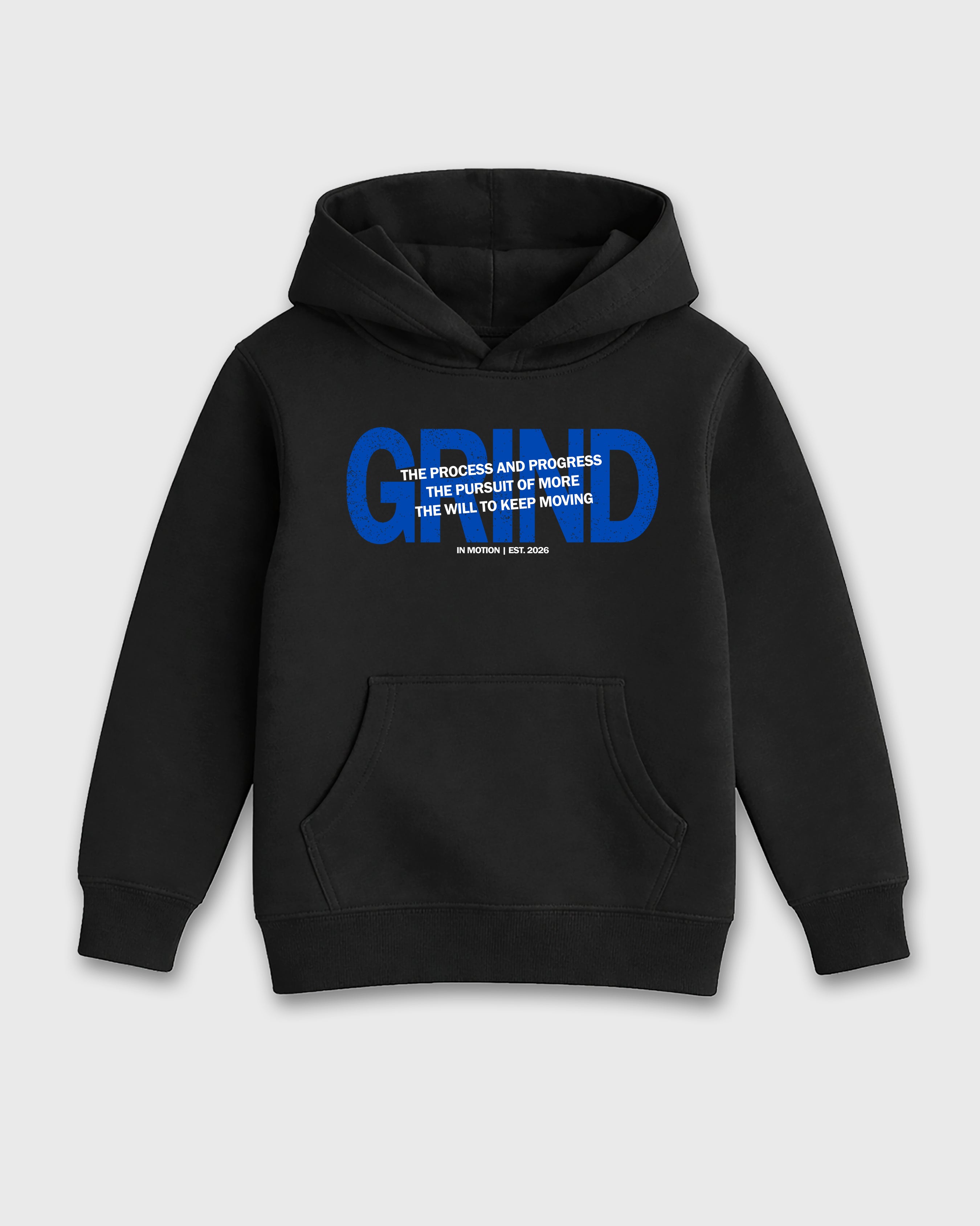 Grind In Motion Baby & Kids Graphic Hoodie featuring original artwork designed to match the Air Jordan 1 Royal. Black 2 Kids Graphic Sweater.