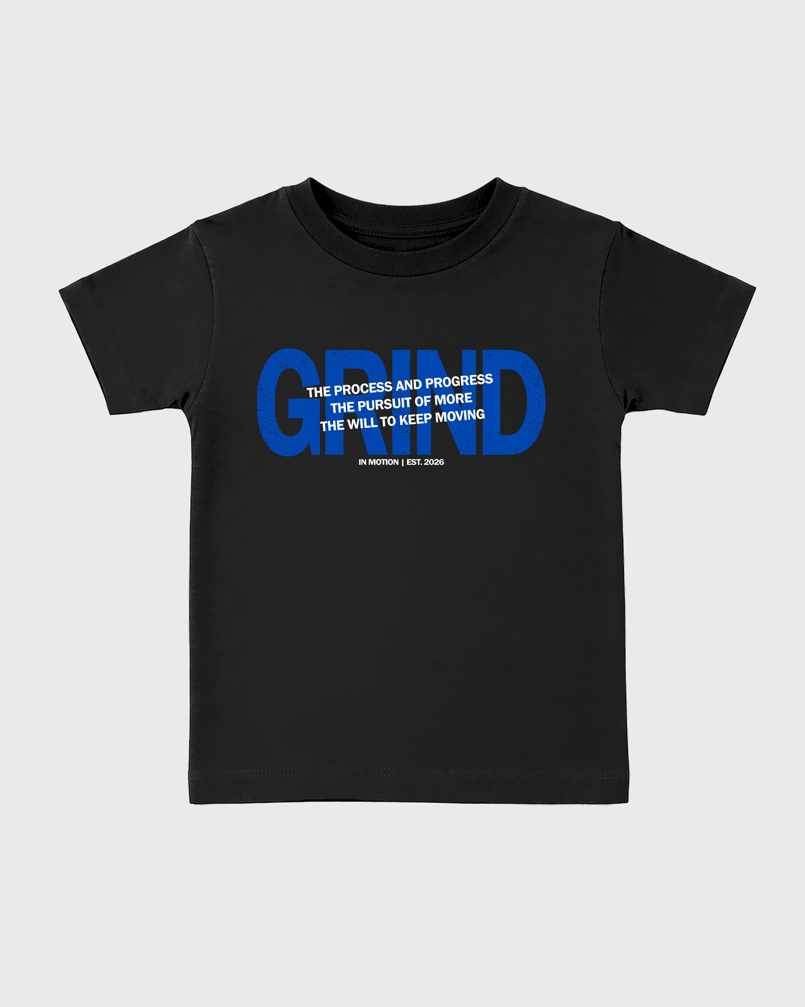 Grind In Motion Baby & Kids Graphic T-Shirt featuring original artwork designed to match the Air Jordan 1 Royal. Black 2 Kids Graphic Tee.