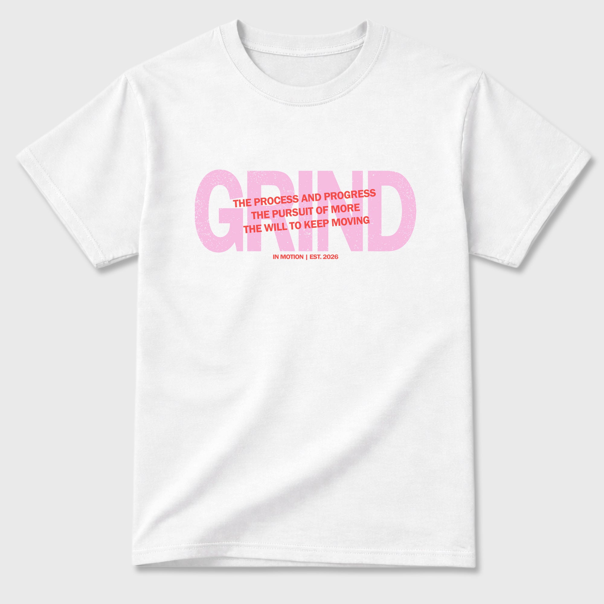 Grind In Motion Graphic T-Shirt featuring original streetwear artwork designed to match the Air Jordan 6 Playful Pink. White 2 Graphic T-Shirt.