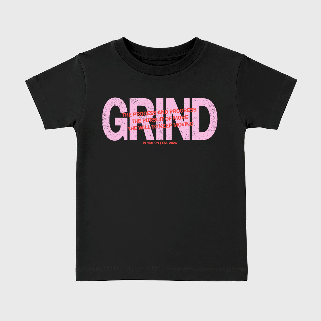 Grind In Motion Baby & Kids Graphic T-Shirt featuring original artwork designed to match the Air Jordan 6 Playful Pink. Black 2 Kids Graphic Tee.