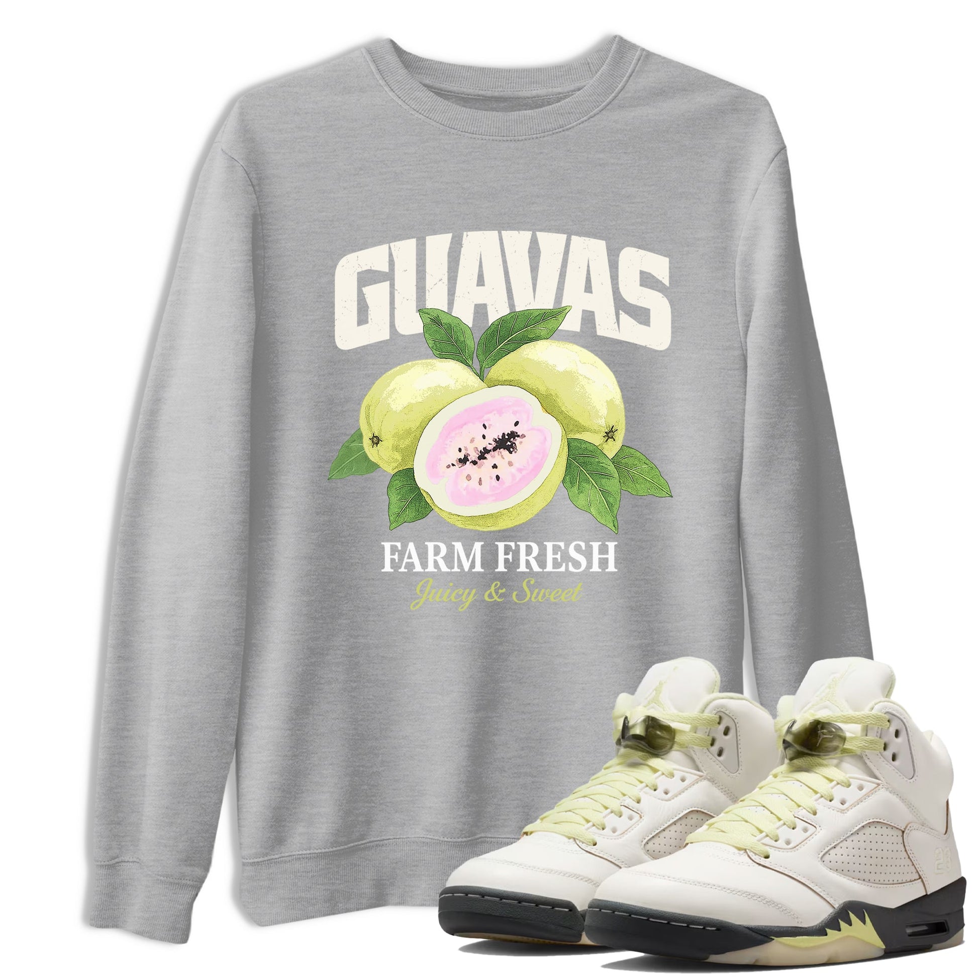 Sneaker match tees – Streetwear Graphic Tees Air Jordan 5 Luminous Green Sneakers – Guavas Graphic Tee Heather Grey 1