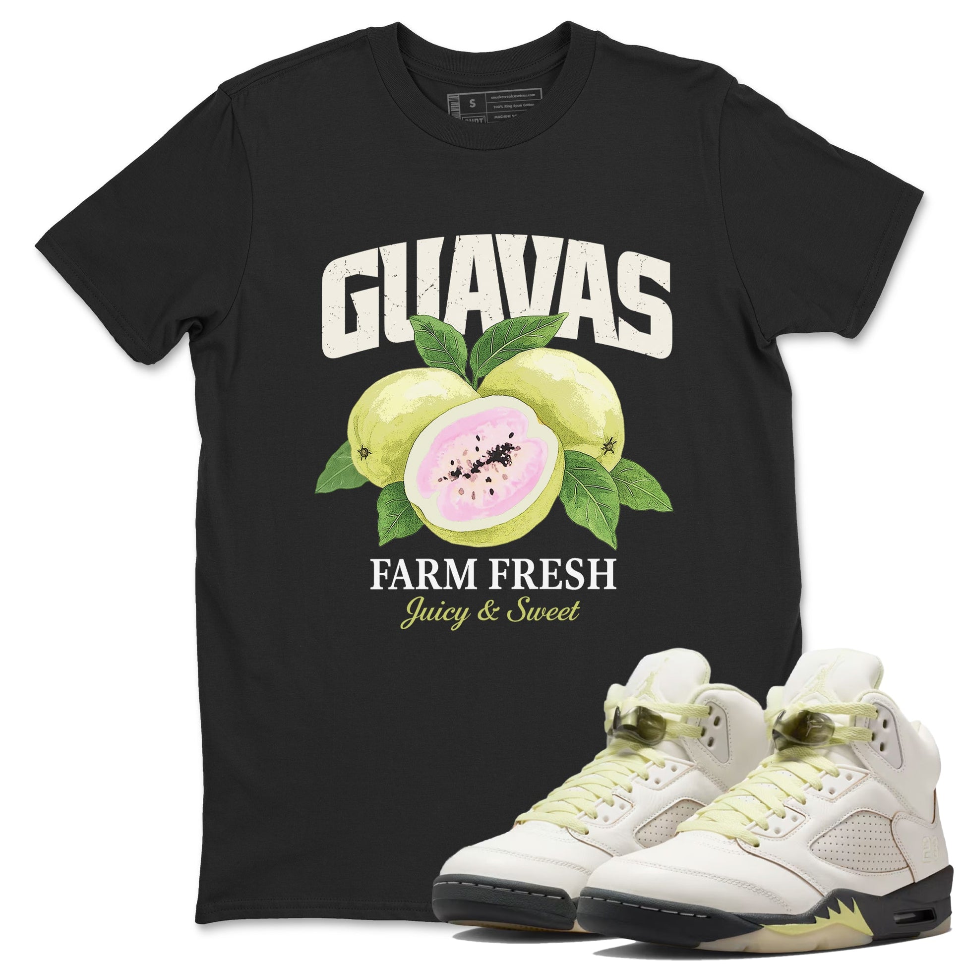 Sneaker match tees – Streetwear Graphic Tees Air Jordan 5 Luminous Green Sneakers – Guavas Graphic Tee Black 1