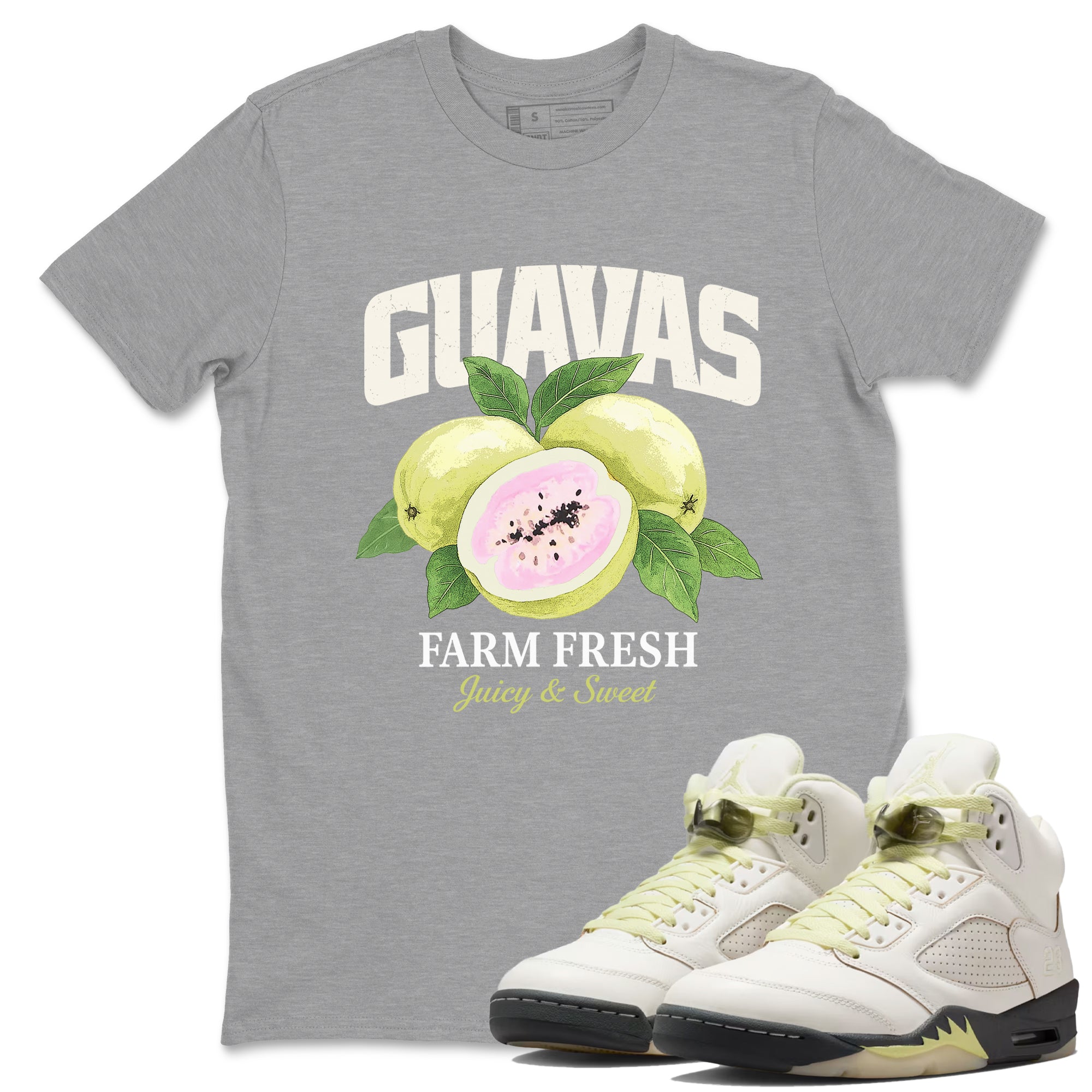 Sneaker match tees – Streetwear Graphic Tees Air Jordan 5 Luminous Green Sneakers – Guavas Graphic Tee Heather Grey 1