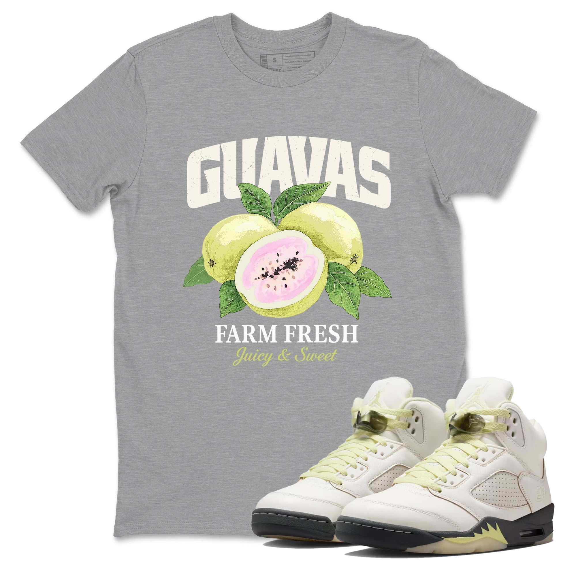 Sneaker match tees – Streetwear Graphic Tees Air Jordan 5 Luminous Green Sneakers – Guavas Graphic Tee Heather Grey 1